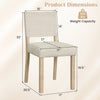 Upholstered dining chair with solid rubber wood legs, beige fabric, and ergonomic backrest for comfortable dining.