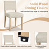 Upholstered dining chair with solid rubber wood legs, beige fabric, and thickened seat cushion for comfort and style.