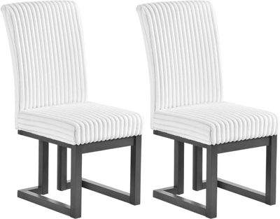 Costway Upholstered Dining Chairs Set of 2 Rubber Wood Legs Padded Seat 52122105 New