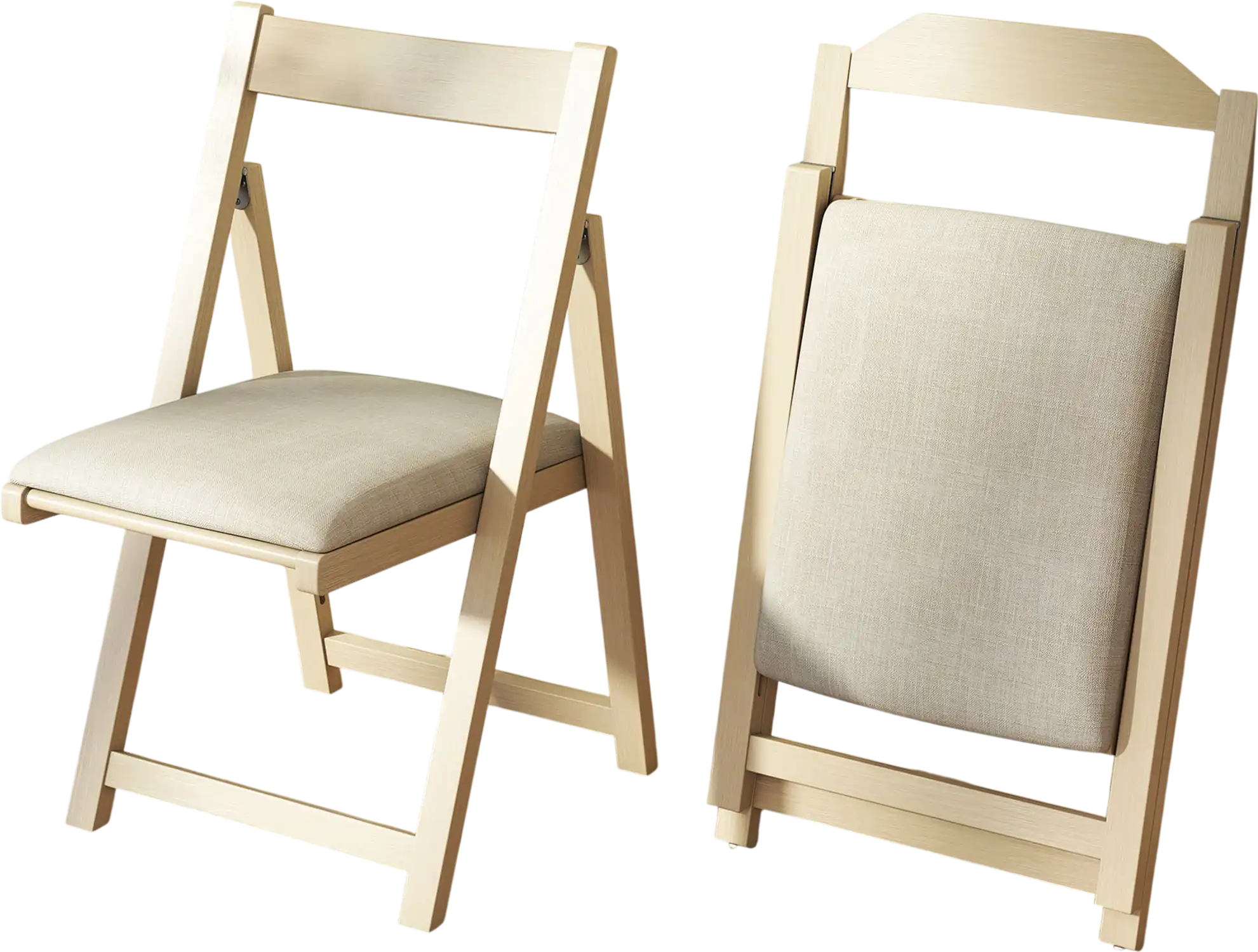 Costway Folding Upholstered Dining Chairs Set of 4 Beige Curved Backrest 471628359 New