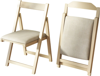Costway Folding Upholstered Dining Chairs Set of 4 Beige Curved Backrest 471628359 New