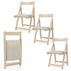 Folding upholstered dining chairs set of 4 in beige with curved backrests for comfort and easy storage.
