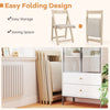 Folding upholstered dining chair set of 4 in beige with curved backrests for comfort and easy storage in tight spaces.