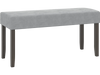 Upholstered gray entryway bench with padded seat and solid rubber wood legs, perfect for bedroom or living room use.