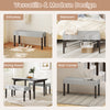Gray upholstered entryway bench with padded seat and solid rubber wood legs, perfect for bedroom or dining room use.