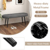 Upholstered gray entryway bench with heavy-duty metal frame and non-slip foot pads, perfect for two-person seating.