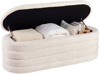 Costway Upholstered Fabric Storage Ottoman Bench 92065054 New