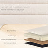 Close-up of selected boucle fabric on the upholstered storage ottoman bench, providing warmth and comfort for any room.