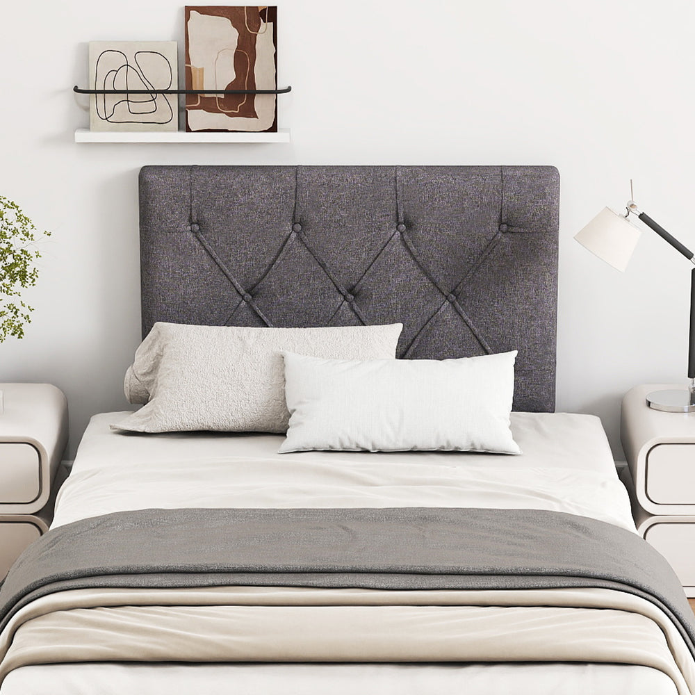 Upholstered Headboard for Twin Size Bed with Fabric Upholstery-Gray - Gallery View 1 of 10