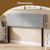 Gray upholstered headboard with vertical quilted design, dimensions 63"x47", adjustable for queen/full size bed.