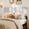 Upholstered Headboard Queen/Full Size Vertical Quilted Linen Fabric Bed Frame Mount Panel-Beige - Gallery View 1 of 10