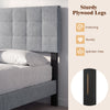 Quilted gray upholstered headboard with sturdy plywood legs, designed for queen/full size beds, offering comfort and.