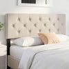 Upholstered Headboard Queen/Full Size Tufted Linen Fabric Bed Frame Mount Panel-Beige - Gallery View 1 of 10