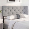 Tufted gray upholstered headboard for queen/full size bed, featuring soft cushioning and adjustable design for comfort.