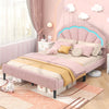Upholstered LED Bed Frame with Adjustable Flower Headboard and Metal Support Feet Pink-Queen Size - Gallery View 1 of 9