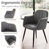 Curved back and wide seat of gray PU leather kitchen chairs set of 2 provide superior comfort for dining and home offices.