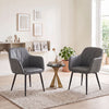 Upholstered PU Leather Kitchen Chairs Set of 2 with Curved Back and Wide Seat-Gray - Gallery View 1 of 9