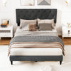 Upholstered Platform Bed with Tufted Headboard and Wooden Slats Gray-Full Size - Gallery View 1 of 10