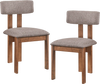 Set of 2 upholstered rubber wood dining chairs with curved backrest in walnut finish, ideal for dining rooms.