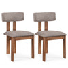 Set of 2 upholstered dining chairs with curved backrest, walnut rubber wood frame, ideal for dining rooms.
