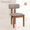 Upholstered dining chair dimensions with curved backrest, walnut rubber wood, sturdy construction, and supportive.