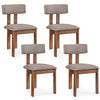 Set of 4 upholstered rubber wood dining chairs with curved backrest in walnut finish, perfect for dining rooms.