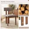 Upholstered dining chair with curved backrest, solid rubber wood, and widened support legs for stability in walnut.