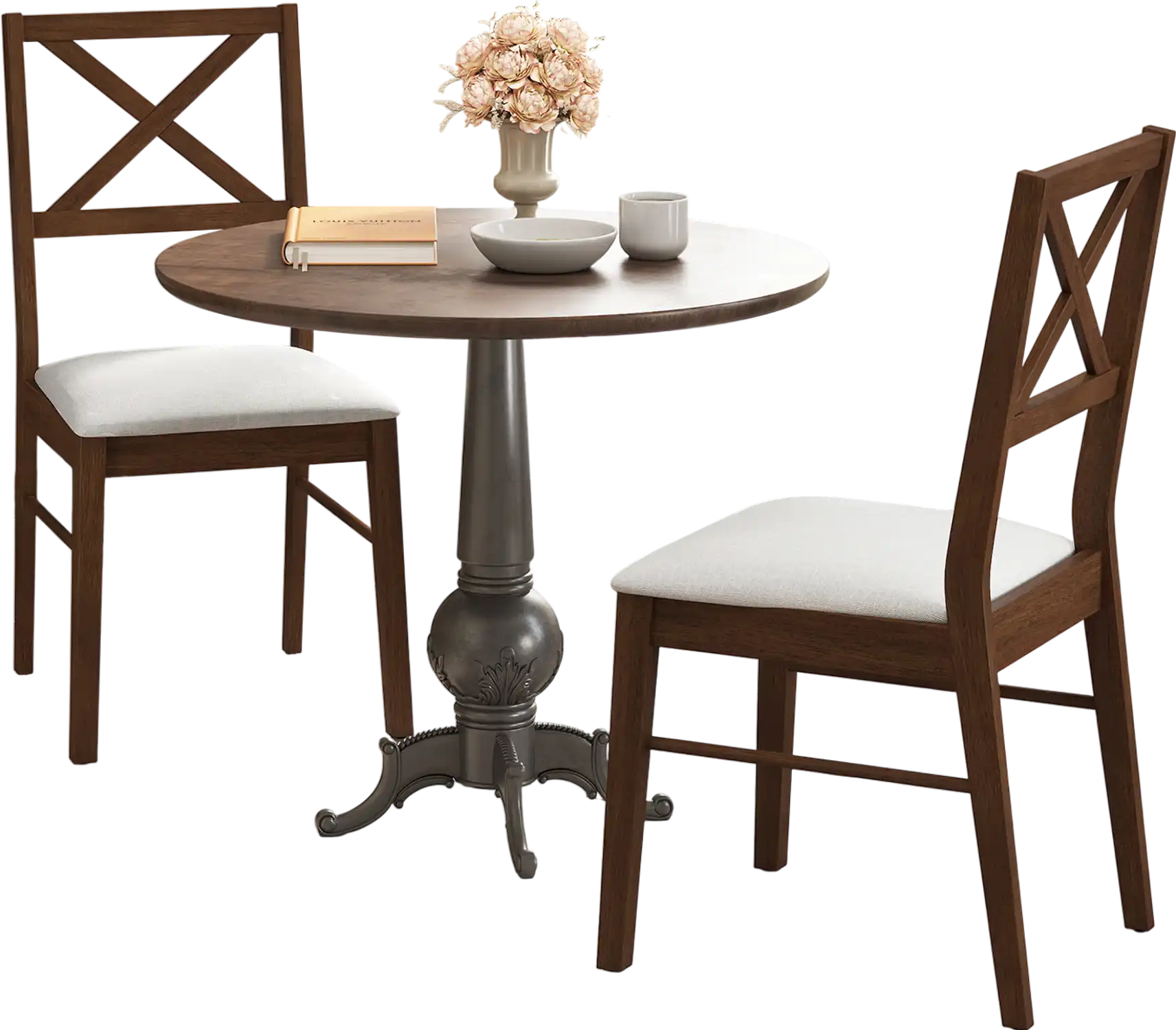 Costway Upholstered Side Dining Chairs Set of 2 Brown Rubber Wood Frame 897236514 New