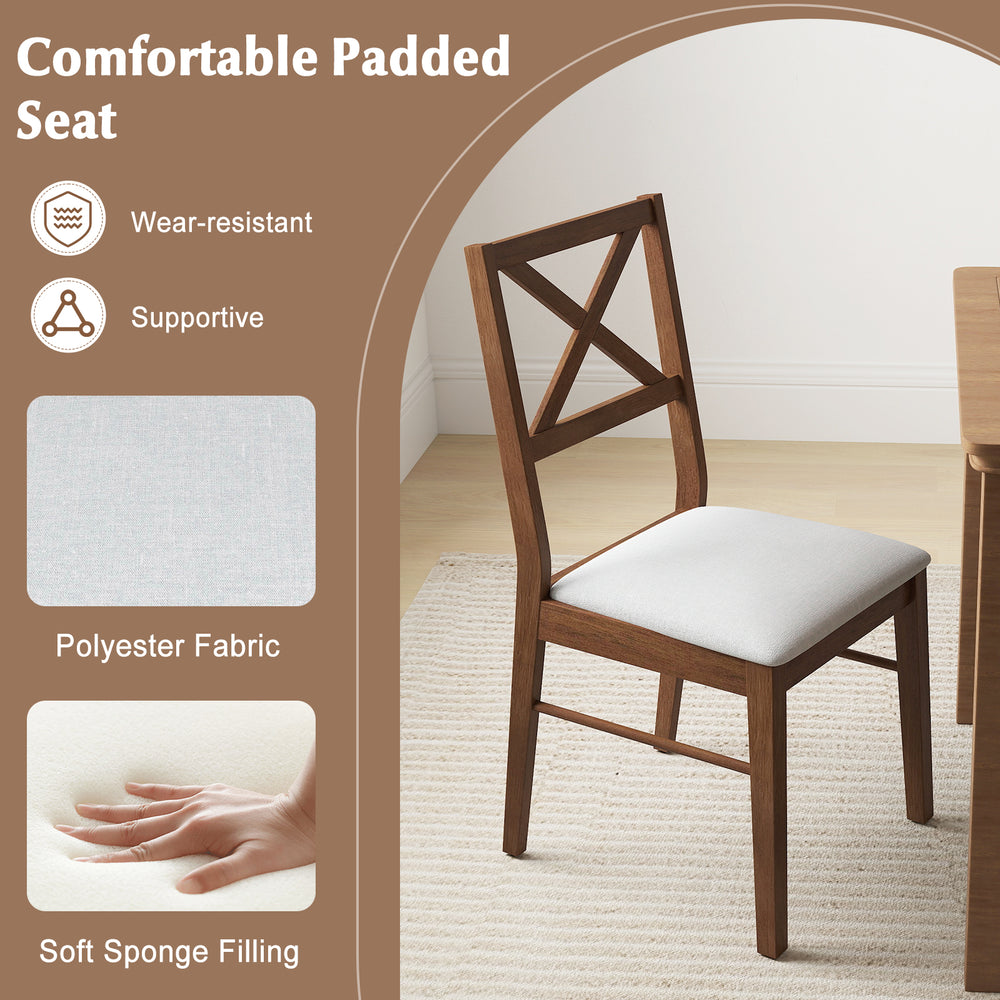 Upholstered side dining chair with a rubber wood frame and comfortable padded seat, ideal for living room or kitchen.