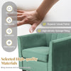 Upholstered teddy velvet barrel chair in green with armrests and ottoman, perfect for living room or office use.