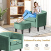 Upholstered teddy velvet club barrel chair in green with ottoman, featuring ergonomic backrest and thick seat cushion.
