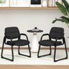 Set of 2 black PU leather waiting room chairs with ergonomic design and cushioned armrests for office or guest use.