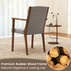 Upholstered gray accent chair with premium rubber wood frame, ergonomic backrest, and soft cushion for ultimate comfort.