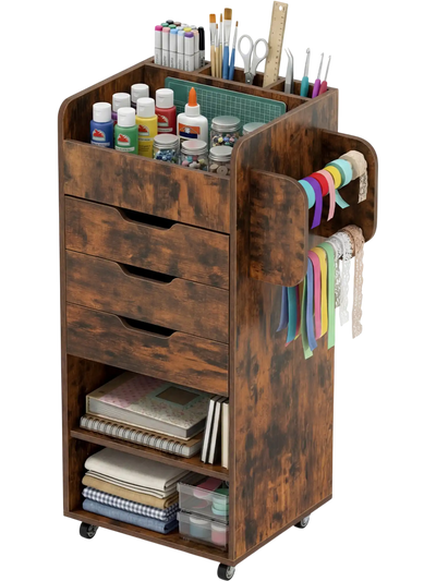 Costway Wrapping Paper Storage Cart 3 Drawers Lockable Casters 58243967 New