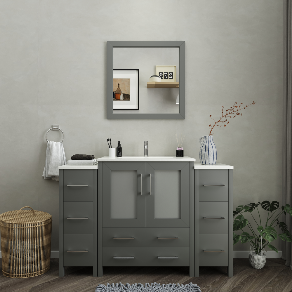 Vanity Art Brescia 54" Bathroom Vanity Single Sink Combo Set with Ceramic Top and Mirror VA3030 New