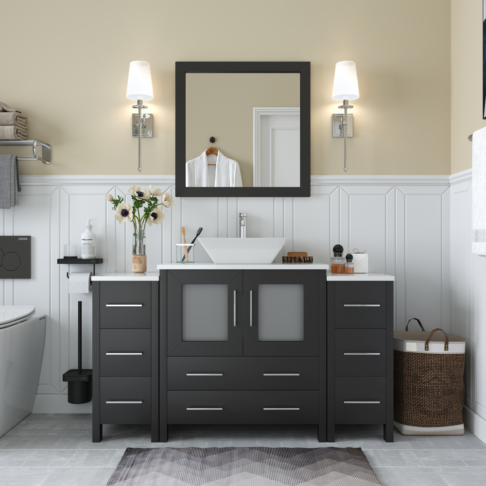 Vanity Art Ravenna 54" Bathroom Vanity Single Sink Combo Set with Marble Top and Mirror VA3130 New