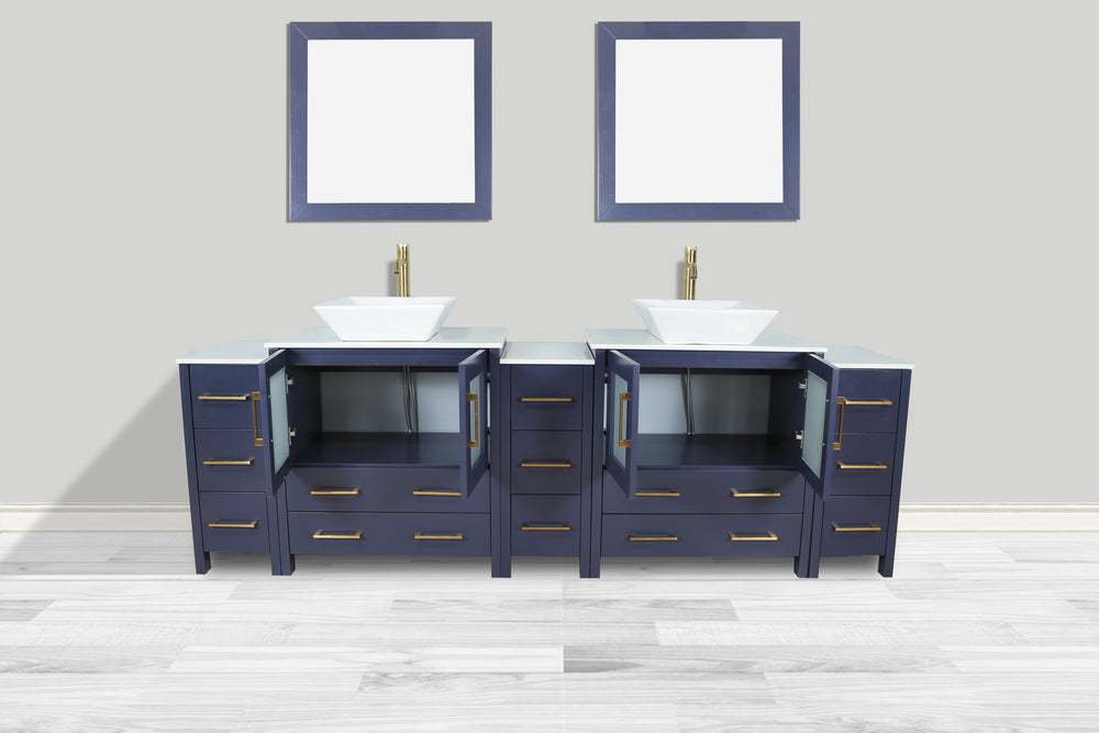 Vanity Art Ravenna 96" Bathroom Vanity Double Sink Combo Set with Marble Top and Mirror VA3130 New