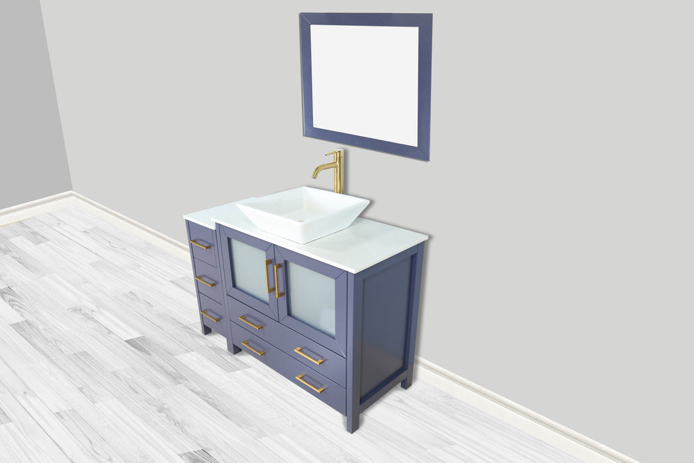 Vanity Art Ravenna 48" Bathroom Vanity Single Sink Combo Set with Marble Top and Mirror VA3136 New