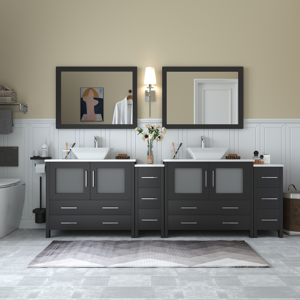 Vanity Art Ravenna 96" Bathroom Vanity Double Sink Combo Set with Marble Top and Mirror VA3136 New