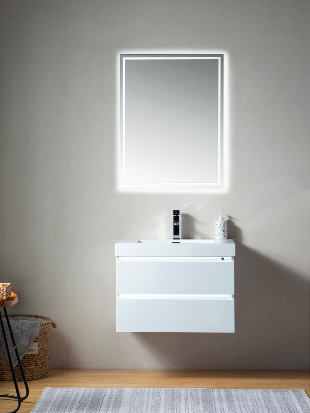 Vanity Art Annecy 30" Bathroom Vanity Single Sink LED Light Wall Mounted VA6030WL New