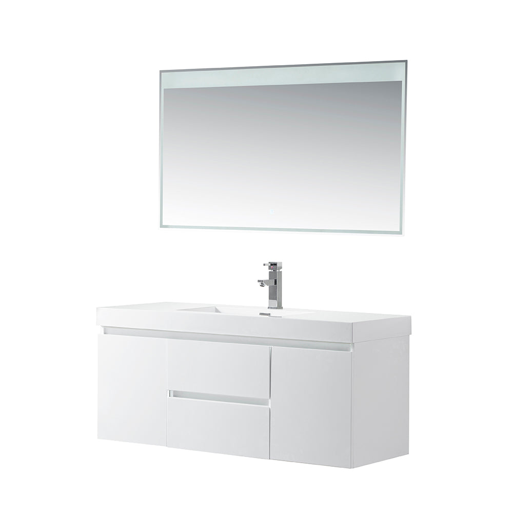 Vanity Art Annecy 48" Bathroom Vanity Single Sink Wall Mounted Resin Top VA6048W New