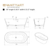 Vanity Art Alsace 59" Bathtub Free-Standing Center Drain Slotted Overflow Resin Stone Glossy White VA6912-GS New