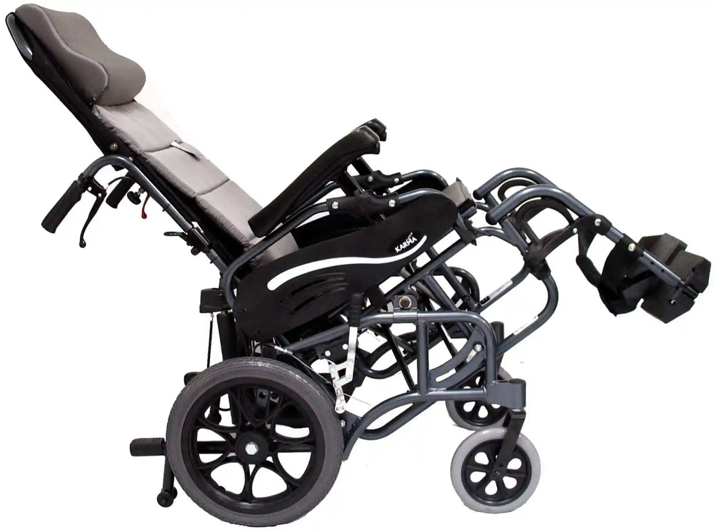 Karman VIP-515-TP Tilt-in-Space Transport Wheelchair Foldable Reclining Aluminum Frame New