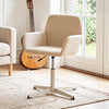 Beige ergonomic vanity chair with back, 360° swivel, and adjustable height, ideal for home office or makeup use.