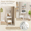 Vanity desk set in white with flip-top mirror, cushioned stool, and ample hidden storage for versatile use.