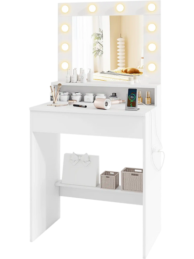 Costway Vanity Desk with Mirror & 3 Light Modes 793426581 New