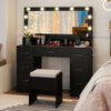 Vanity Desk with Mirror and Lights Makeup Table with Power Outlets-Black - Gallery View 1 of 11