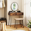 Vanity Table Set with 3-Color Lighted Dimmable Mirror-Brown - Gallery View 1 of 10