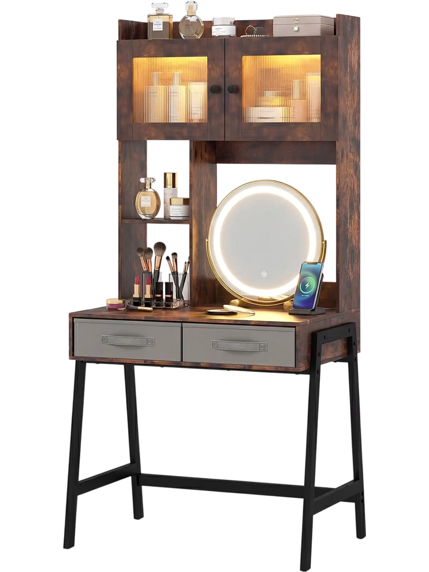 Costway Vanity Desk Rotatable Mirror Lights 3 Colors 29154098 New