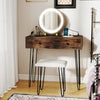 Vanity Desk with with Lighted Adjustable Mirror for Bedroom-Rustic Brown - Gallery View 1 of 11